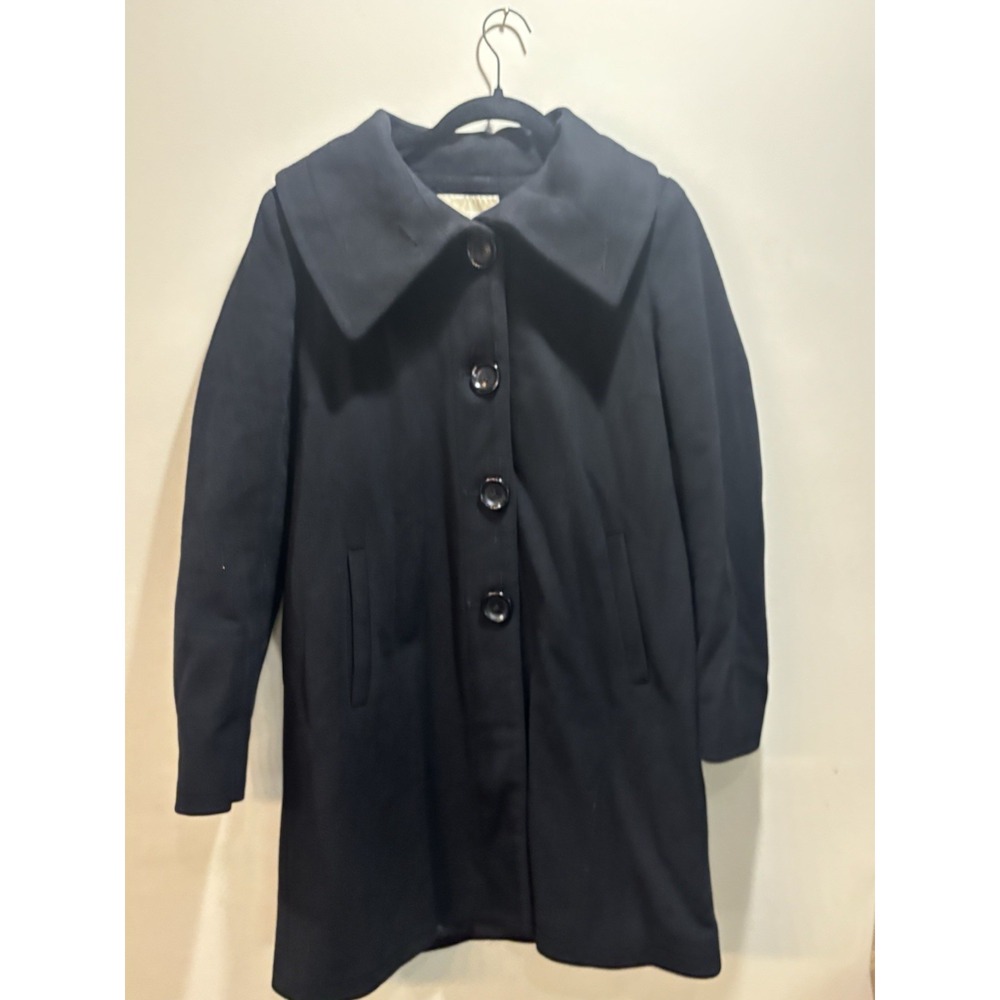 Michael Kors Womens Black Solid Wool Button Long Outerwear Coat Winter Size‎ 8